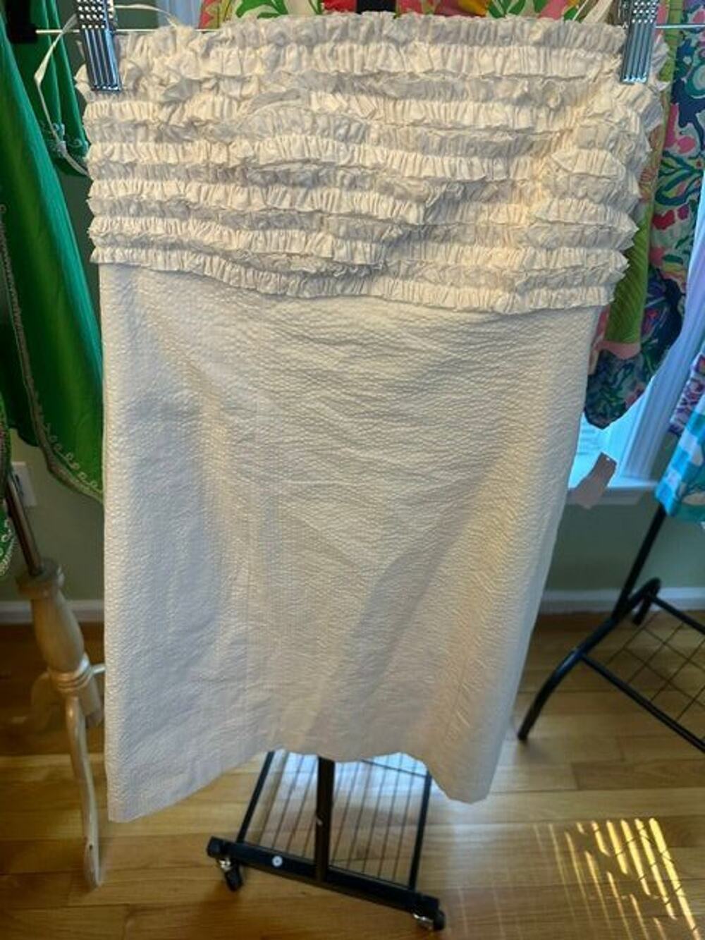 Lilly Pulitzer Franco Strapless Resort White Seersucker Dress NWT Size 10